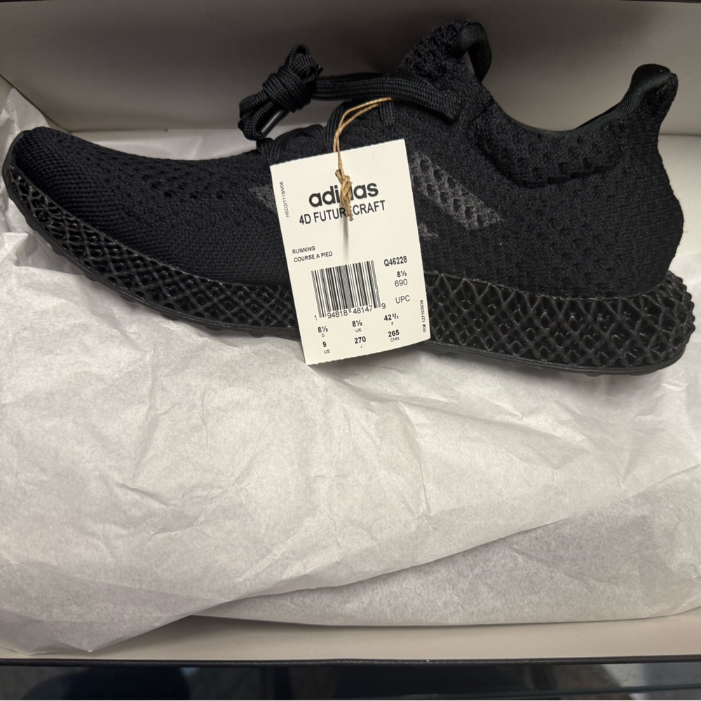 NWT Adidas 4D Futurecraft Black Running Shoes